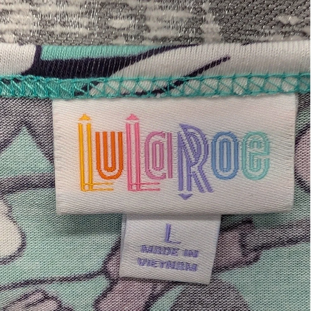 LuLaRoe Disney Mickey Mouse Mint Green Graphic T‎ Shirt Size L